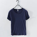 Mens Lightweight Breathable Slim-fit O-Neck Casual T-shirt Royal