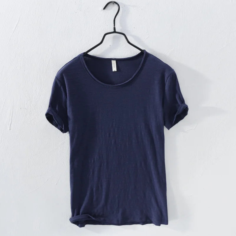 Mens Lightweight Breathable Slim-fit O-Neck Casual T-shirt Royal